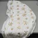 36 Inches Christmas Tree Skirt White Faux Fur Tree Skirts with Gold Sequin Snowflakes Soft Plush Tree Skirt for Xmas Tree Decorations