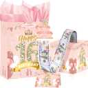 Rose Gold Pink 16th Birthday Money Box and Gift Bag with Wrapping Paper Card for Decorations Party Supplies