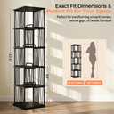 Aylenic Black Rotating Bookshelf Tower 360° 5 Tier Tall Revolving Bookcase