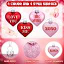 Wenqik 60 Pcs Valentines Day Heart Ornaments Red Pink Conversation Hearts Tree Hanging Decorations Valentines Baubles Romantic Love You Kiss Me Decor for Wedding Anniversary Decorations