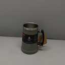 Ideus Insulated Beer Stein, 24/32oz Stainless Steel Double Walled Beer Mug Giant Bar Drinkware Metal Beer Cup with Big Grip Handle, Grey, 34 ounces (1,000ml)