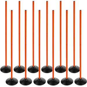 Orange Soccer Agility Poles Set Detachable Sports Trainning Speed Pole Slalom Poles with Rubber Base Sport Traning Equipment (Pack of 12)