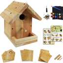 DIY Birdhouse Kit with Paint Set - Kids' Wood Craft Kits - Make a Bird House Kit for Kids - DIY Woodcraft Building Projects for Kids and Adults- STEM Teaching Tools