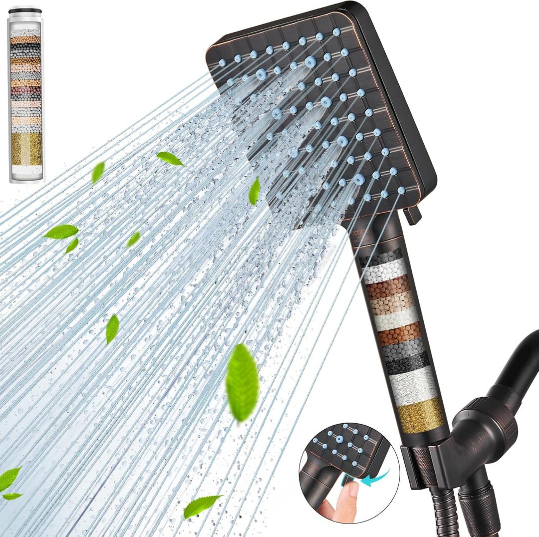 Cobbe Filtered Shower Head with Handheld, High Pressure 6 Spray Mode Showerhead with Filters, Water Softener Filters for Hard Water - Remove Chlorine - Reduces Dry Itchy Skin, Oil Rubbed Bronze