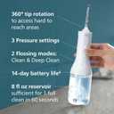 Philips Sonicare Cordless Power Flosser 3000 - Water Flosser with Innovative Quad Stream Technology, Oral Irrigator with 2 Flossing Modes and 3 Pressure Levels, IPX7 Waterproof, White, HX3826/21