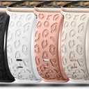 4Pack Leopard Engraved Bands Compatible with Apple Watch Band for women 42mm 44mm 45mm, Soft Silicone Cheetah Sport Strap for iWatch Series 10 9 8 7 6 5 4 3 2 1 Ultra/2 SE