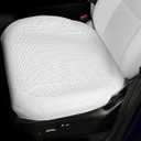 Erivis 2PCS Nappa Leather Car Front Seat Covers for 2025 2026 Tesla Model Y/ 3 Highland/ Juniper Breathable Perforated All-Season Universal Bottom Seat Protectors for Tesla Accessories, White