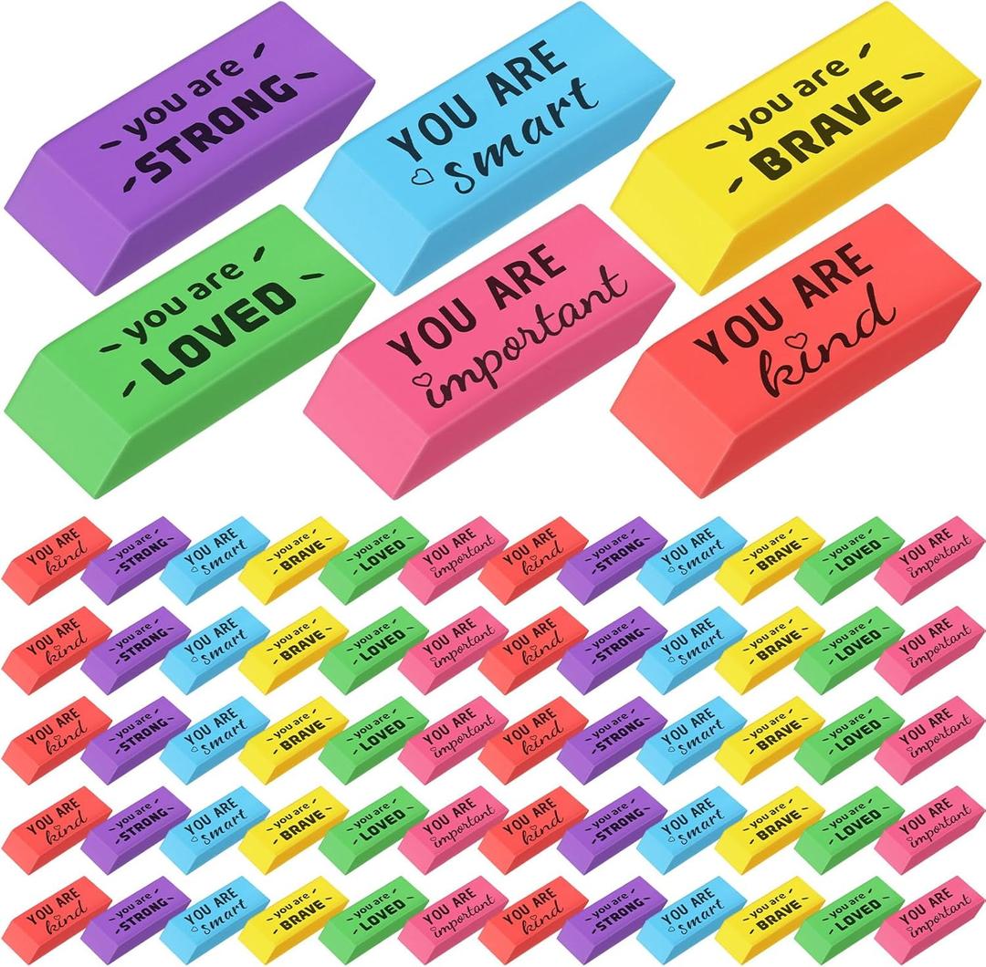 Yaomiao 180 Pcs Bulk Erasers for Kids Pencil Beveled Erasers Colorful Christian Motivational Gifts Bulk for Kids Students Classrooms, Drawing, Back to School (Bright,Jesus Loves You)