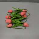 10-Heads Artificial Flowers PU Mini Real Touch Tulip Bouquets (Gradient Coral)
