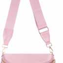 Spacious Nylon Crossbody Bag Bum Bag Handbags Wallets Purses Trendy Shoulder Bag for Women (Pink)