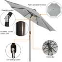 Blissun 9' Outdoor Patio Umbrella, Outdoor Table Umbrella, Yard Umbrella, Market Umbrella with 8 Sturdy Ribs, Push Button Tilt and Crank