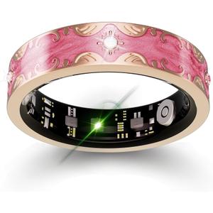 Smart Ring for Women Gift, Fitness & Vital Signs Monitoring, Sleep Tracker/Remote Photography/No Subscription (Pink,9#)