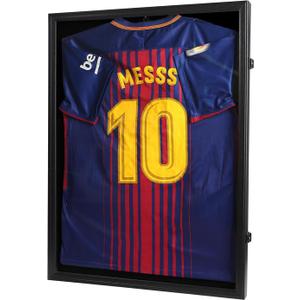 Jersey Frame Display Case - Football Jersey Display Frame - Lockable Jersey Shadow Box with UV Protection Acrylic Door and Hanger for Hockey Soccer Basketball Baseball Shirts, Black