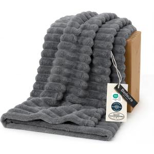 Bedsure GentleSoft Frost Gray Fleece Blanket for Couch -Cozy Soft Blankets for Women, Cute Small Throws for Girls, 60x80 Inches