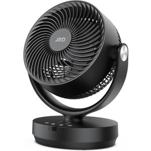 JRD Air Circulator Fan for Bedroom, 13Inch 28dB Quiet Table Fan with Remote, 90Oscillating Fan, 120 Adjustable Tilt, 3 Speeds, 7H Timer, Powerful Desk Fan for Whole Room Home Office (Black)