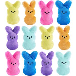 12PCS Easter Bunny Stuffed Plush,Easter Basket Stuffers Toys for Kids,Easter Bunny Bulk Stuffies Animals Plushie,Easter Egg Fillers,Easter Gifts for Kids Boys Girls Toddler (Multi-12color)