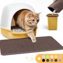 Cat Litter Mat - 23.2'' x 14.6'' Small Litter Trapping Mat, Easy to Clean Litter Box Mat, Waterproof, Urine-Proof, Non-Slip Kitty Litter Mats for Floor, Brown