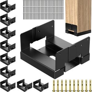 10 Pcs 6x6 Post Base for Concrete, Actual 5.5"x5.5" Wood, Black