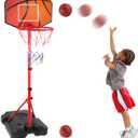 Kids Basketball Hoop for 1 2 3 4 5 6 Year Old Stand Adjustable Height 3.5ft-5.3ft Toddler Boy Basketball Hoop Indoor Mini Basketball Hoops Goal Ball Games Toys for Girl Boy Age 1-3 2-4 3-5