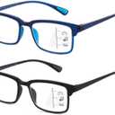 CARA 2 Pack Progressive Multifocus Reading Glasses, Flexible Lightweight TR90 Frame Blue Light Blocking Computer Readers, Workspace for Near Range (2.75)