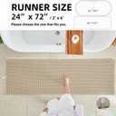 TYUU Pale Beige Long Bathroom Rug, Waffle Runner Rug Bathroom Non Slip Washable Super Absorbent Quick Dry Boho Farmhouse Bath Mat, 72''x24'' Pale Beige