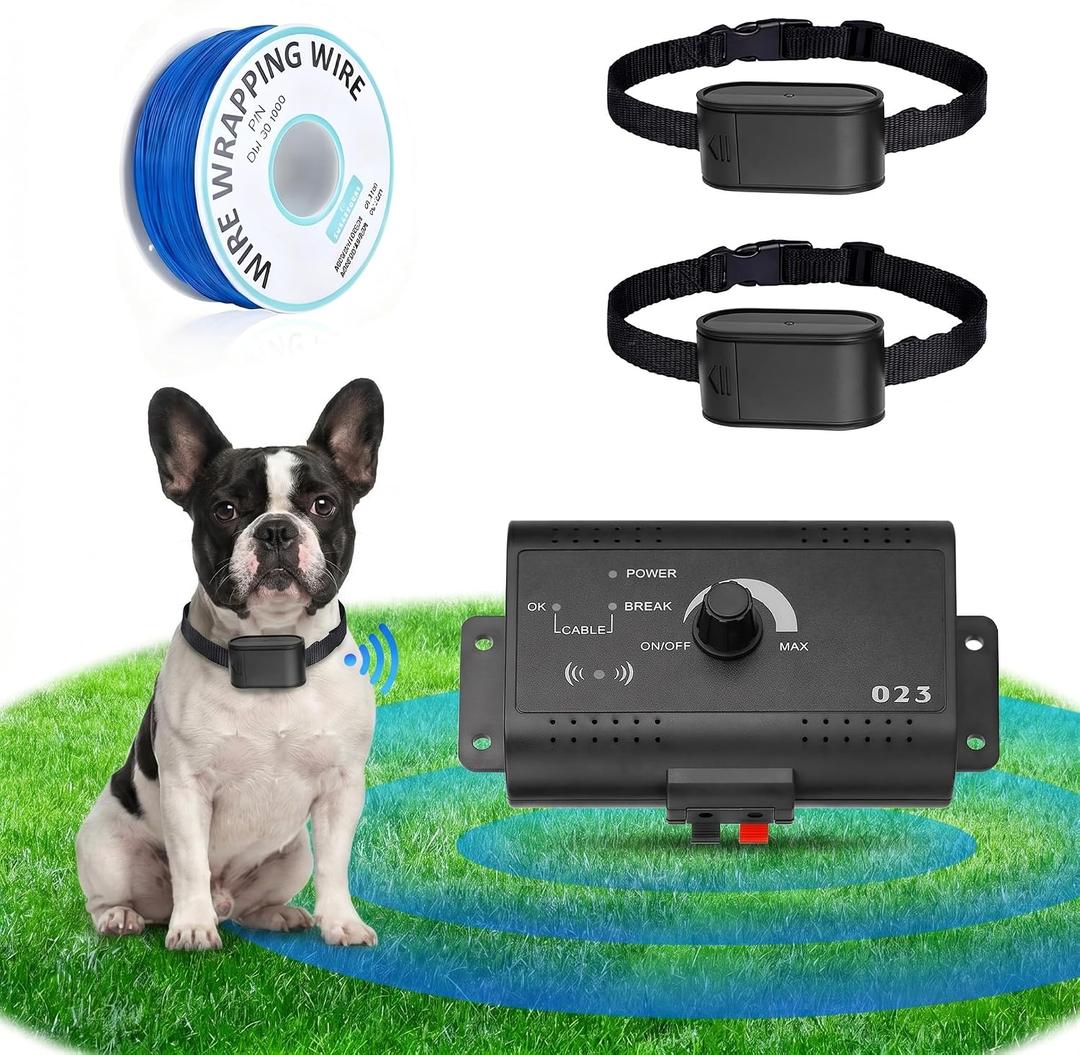 Electric Dog Fence System Pet Containment System Underground Dog Tone Shock Boundary Containment Waterproof Adjustable Training Collar for Small Medium Large Dog