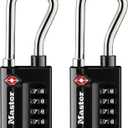 Master Lock Black Set Your Own Combination TSA Approved Luggage Lock, Travel Padlocks for Suitcases, Backpacks, Bags, 2 Pack, 4696T