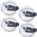 4 Pack Replacement Lids for 20 oz Tumbler, Spill Proof Splash Resistant Silicone Flip Covers Fit Inner Diameter 3.25 Inch Tumbler Cup, BPA-free & Straw Friendly (Flip Lid, 20 Ounce) (Clear)