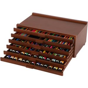 VISWIN 6-Drawer Art Supply Storage Organizer, Beech Wood Artist Storage Box with Removable Dividers, Portable Art Box for Paints, Brushes, Pencils, Pens, Pastels - Walnut