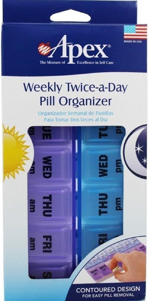 Apex Twice-A-Day Weekly Pill Organizer 1 ea (Pack of 8)
