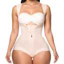 PJCBTR Fajas Colombianas Moldeadoras Faja Colombiana Tummy Control Body Shaper Tummy Control Bodysuit Shapewear Para Mujeres Full Body Waist Trainer for Women (Beige, L)