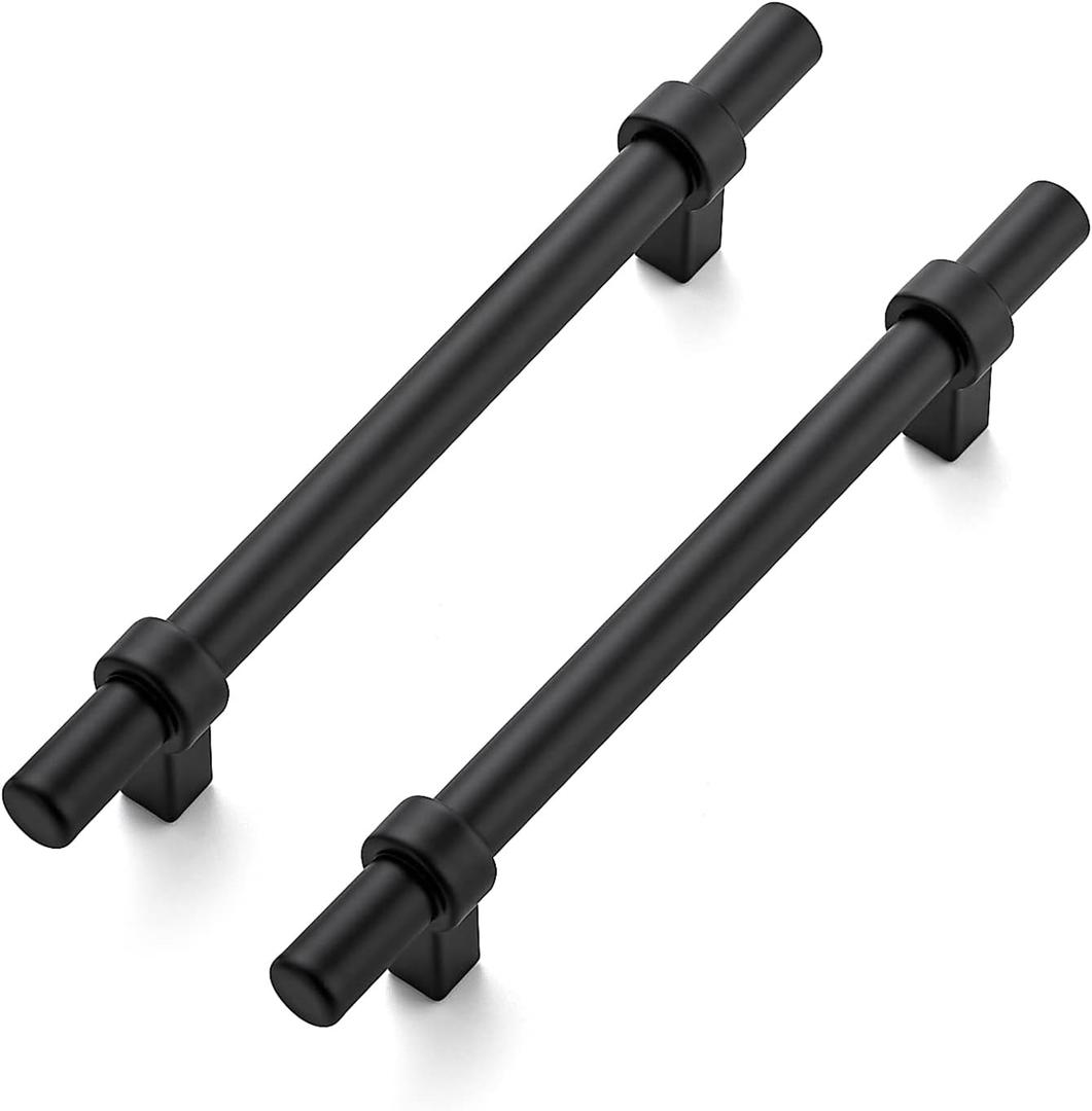 Ravinte 30 Pack 7.38 Inch Cabinet Pulls Matte Black Kitchen Cabinet Hardware Cupboard Handles with Square Base 7.38" Length,5" Hole Center (7-3/8" Length,5" Hole Center)