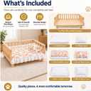 Elevated Wooden Bed for Small Dogs & Cats, 2 Mattress Covers, 30x20 inch