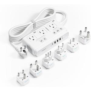 TESSAN Voltage Converter US to Europe, 220 to 110 Voltage Converter, Universal Travel Adapter with 4 USB Ports (1 USB C), 3 AC and EU UK AU IT in ZA Plug Power Adapter, Step Down Transformer, 6 FT
