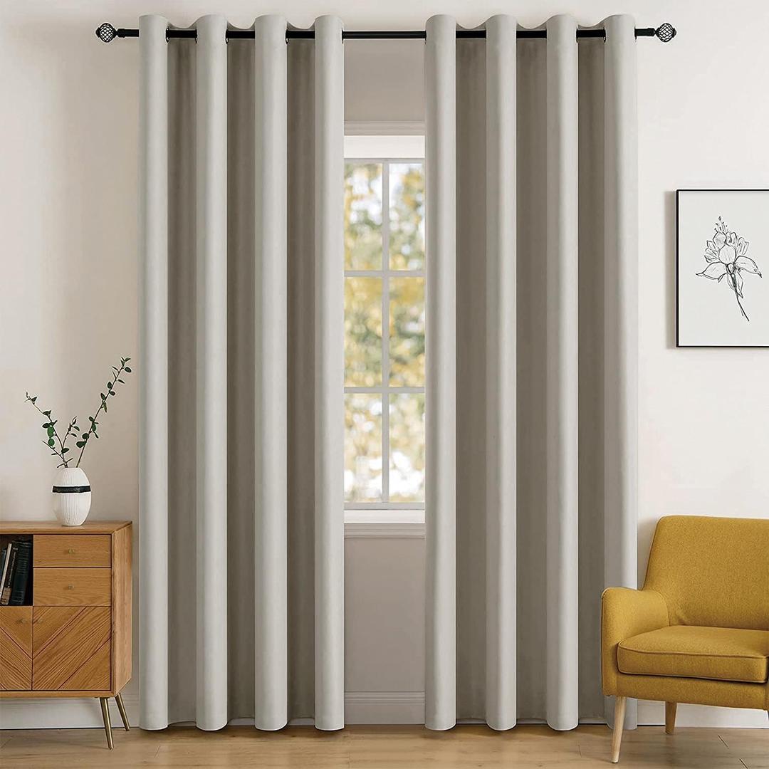 MIULEE Blackout Curtains for Bedroom Living Room Thermal Insulated Room Darkening Grommet Top Solid Light Blocking Drapery Set of 2 Window Panels 52 x 72 Inches Stone