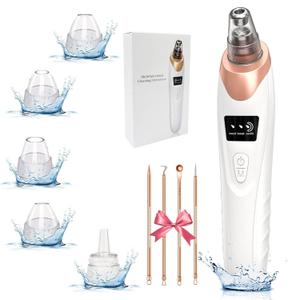2026 Pore Vacuum, USB Rechargeable Blackhead Remover Vacuum, 3 Levels Adjustable Pore Vacuum Blackhead Remover, with 5 Suction Power, 6 Probes, Face Vacuum Pore Cleanser for Women & Men-White
