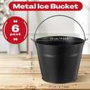 Didaey 6 Pcs Metal Beer Bucket Bulk Ice Bucket Ice Pails with Handle Champagne Soda Party Beverage Chiller for Summer Picnic Pool Wedding Party Supplies Wine Champagne Bar (9.1 x 7.1 x 6.7, Black)