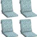 Arden 4-Pack Outdoor Patio Dining Chair Cushion, 20 x 44, Rain-Proof Seat Pad, Fade-Resistant Outdoor Cushion Coastal Blue Geometric