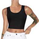 LODAY Women Transgender Tomboy FTM Elastic Chest Binder Bra Pullover Tank Top (Medium, Black)
