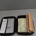 Jumbo Dominos Set for Adults with 4 Wooden Racks/Trays, Double 6 Dominoes Travel Set with Portable Case Double Six Dominoes Set with 4 Tiles Holders, 28 Tiles Dominos Set for Family Board Games