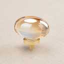 8 Pack Champagne Crystal Cabinet Knobs, Gold Cabinet Glass Knobs for Dresser Drawers Brass Furniture Hardware Pulls (Oval)