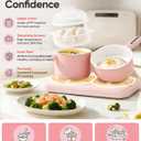Real Cooking Set with 110V Dual Burner, Mini Kitchen Set (Pink) | Operate Each Burner Separately or Together to Steam, Boil and Heat Two Dishes at Once