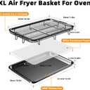 Air Fryer Basket for Oven, Extra Large 18.8" x 12.8" Oven Air Fryer Basket and Tray Set with 30 PCS Parchment Papers, DEGOVIN Stainless Steel Oven Pan and Crisper Tray (Black)