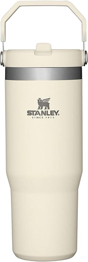 STANLEY IceFlow Stainless Steel Tumbler with Straw - Vacuum Insulated Water Bottle for Home, Office or Car - Reusable Cup with Straw Leak Resistant Flip - Cold for 12 Hours or Iced for 2 Days (Cream) (30 oz)