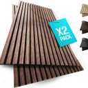 2-Pack Wood Panels for Wall - Acoustic Wood Slat Wall Panels, Soundproof Wooden Paneling for Interior Decor (2pcs - 47.2x23.6 inches, Natural Walnut)