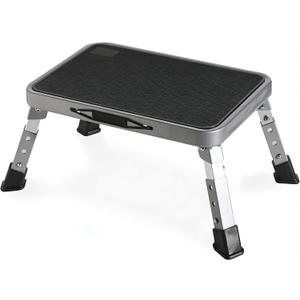Double Elite 3 Levels Adjustable Folding Step Stools for Adults, Sturdy Metal RV Step, Safer Foldable Small Kitchen Stepping Stool for Kids Seniors Bed, Multi-Use Office Foot Stool Under Desk