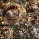 2 x 5PCS Forest Animal Acorn Ornaments Cozy Forest Christmas Ornaments, Woodland Creature Hanging Ornament, Pine Cone Animal Decoration, Acrylic Hanging Ornament Home Party Dcor (2D Flat)