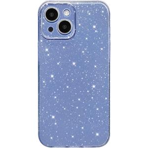 Hython Case for iPhone 13 Case Glitter Cute Sparkly Shiny Bling Sparkle Phone Cases 6.1", Thin Slim Fit Soft TPU Bumper Shockproof Rubber Protective Cover for Women Girls Girly, Bright Blue