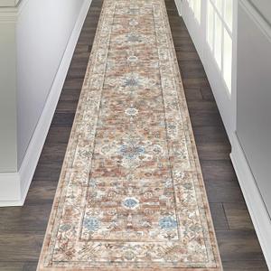 Pauwer Long Hallway Runner Rug 2'6''x12', Boho Washable Runner Rugs with Rubber Backing, Non Slip Carpet Runner for Hallways, Farmhouse Rug Runners for Kitchen Laundry Room Entryway (Vintage Cream Tan)