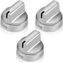 AMI PARTS Stainless Steel WB03X24818 GE Stove Knob Replacement, Compatible with Gas Stove knobs PS11729081 AP5989029 4363588, Replacement 100% Stainless Steel ge Stove Knobs(Not Universal) 3-Pack